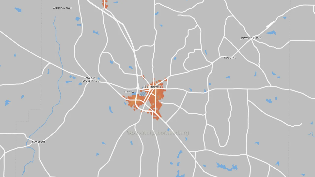 Bike Grade map of Barnesville, GA