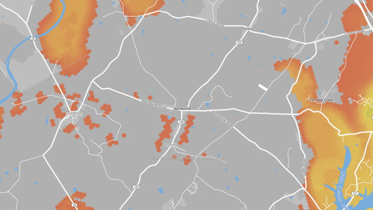 Bike Grade map of Barnesville, MD