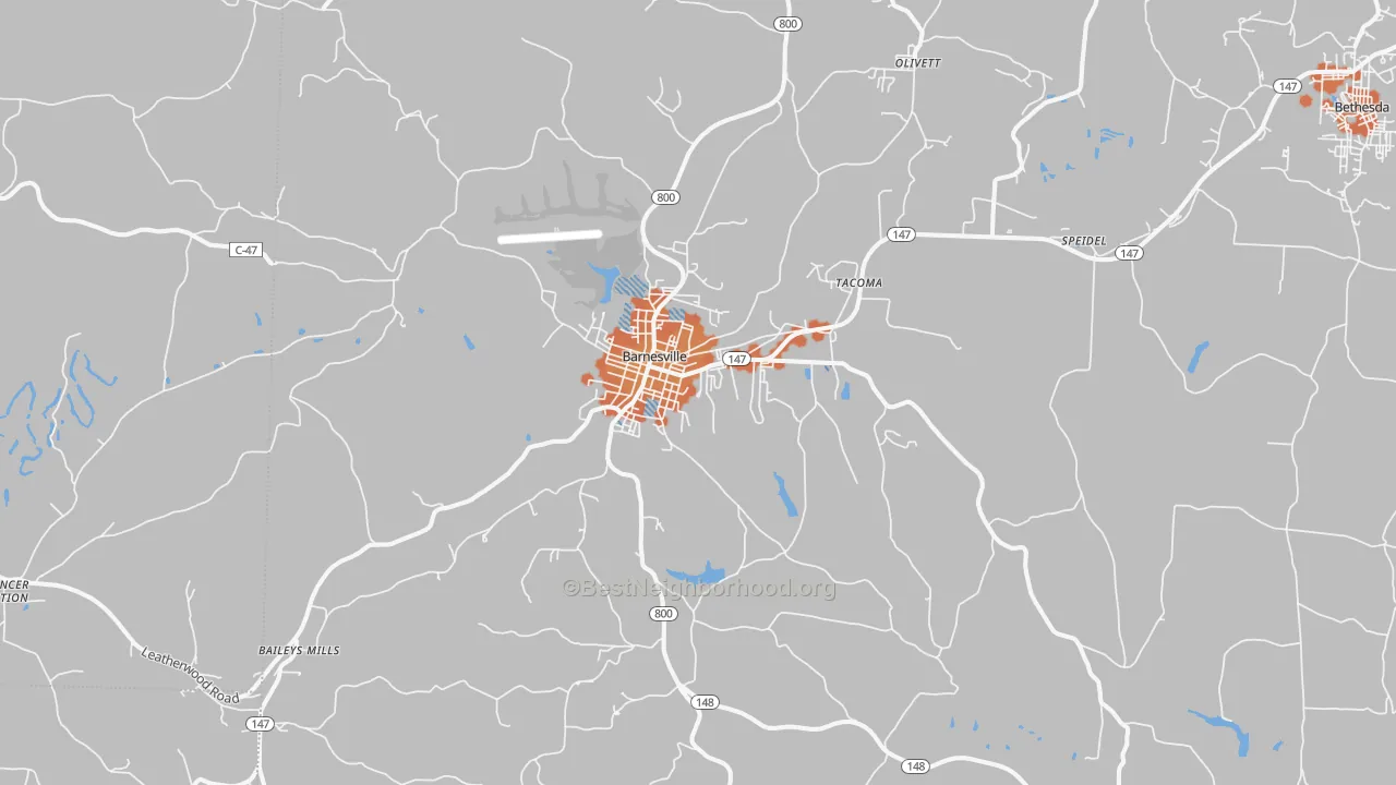 Bike Grade map of Barnesville, OH