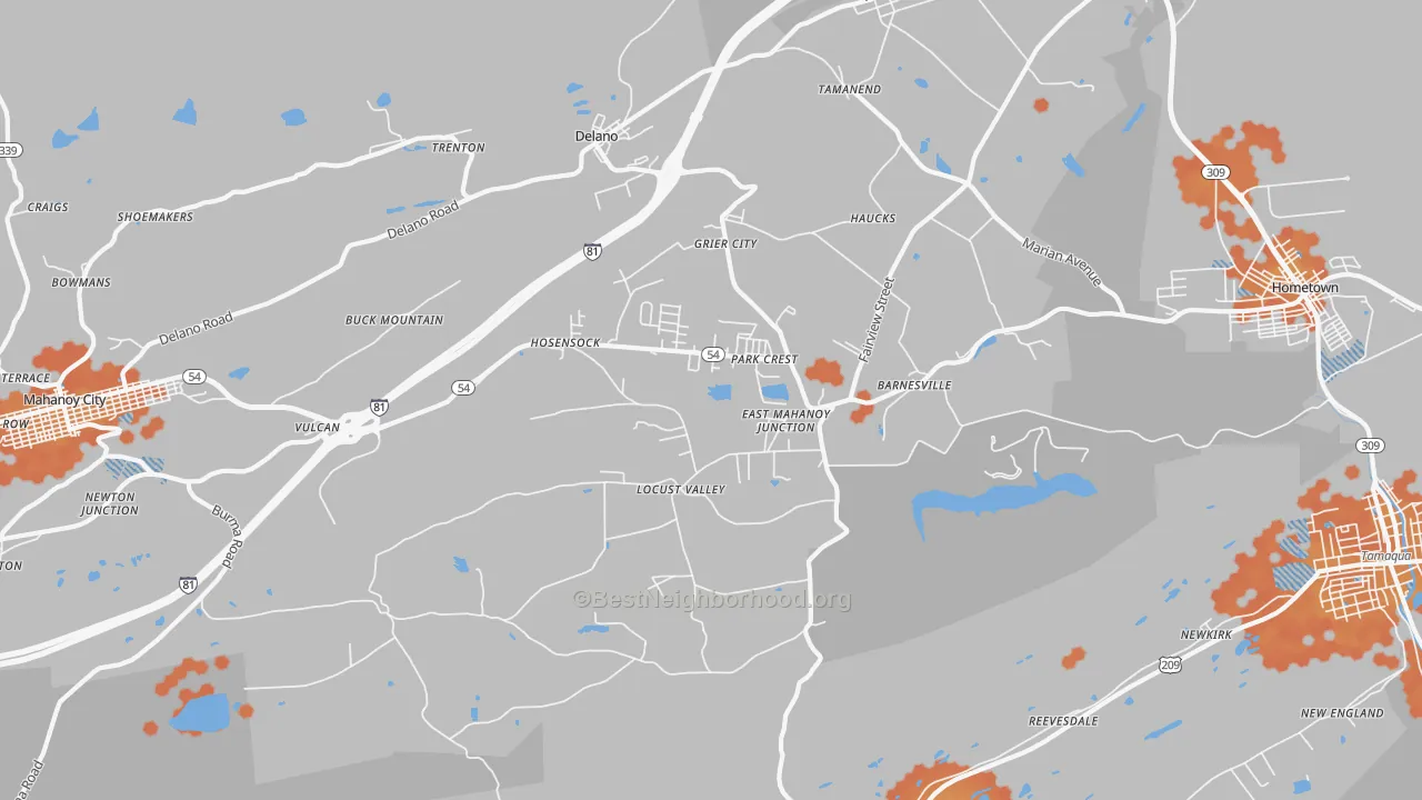 Bike Grade map of Barnesville, PA