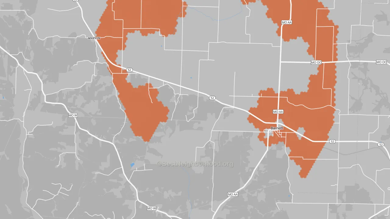 Bike Grade map of Barnett, MO