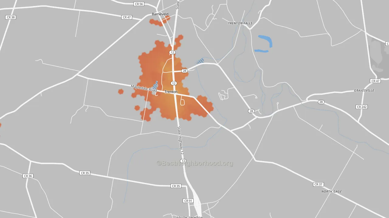 Bike Grade map of Barneveld, NY