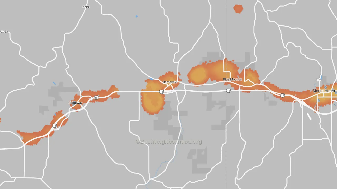 Bike Grade map of Barneveld, WI