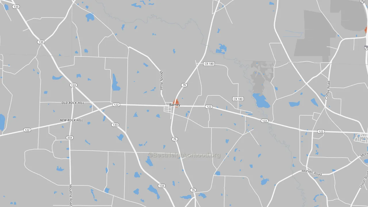 Bike Grade map of Barney, GA