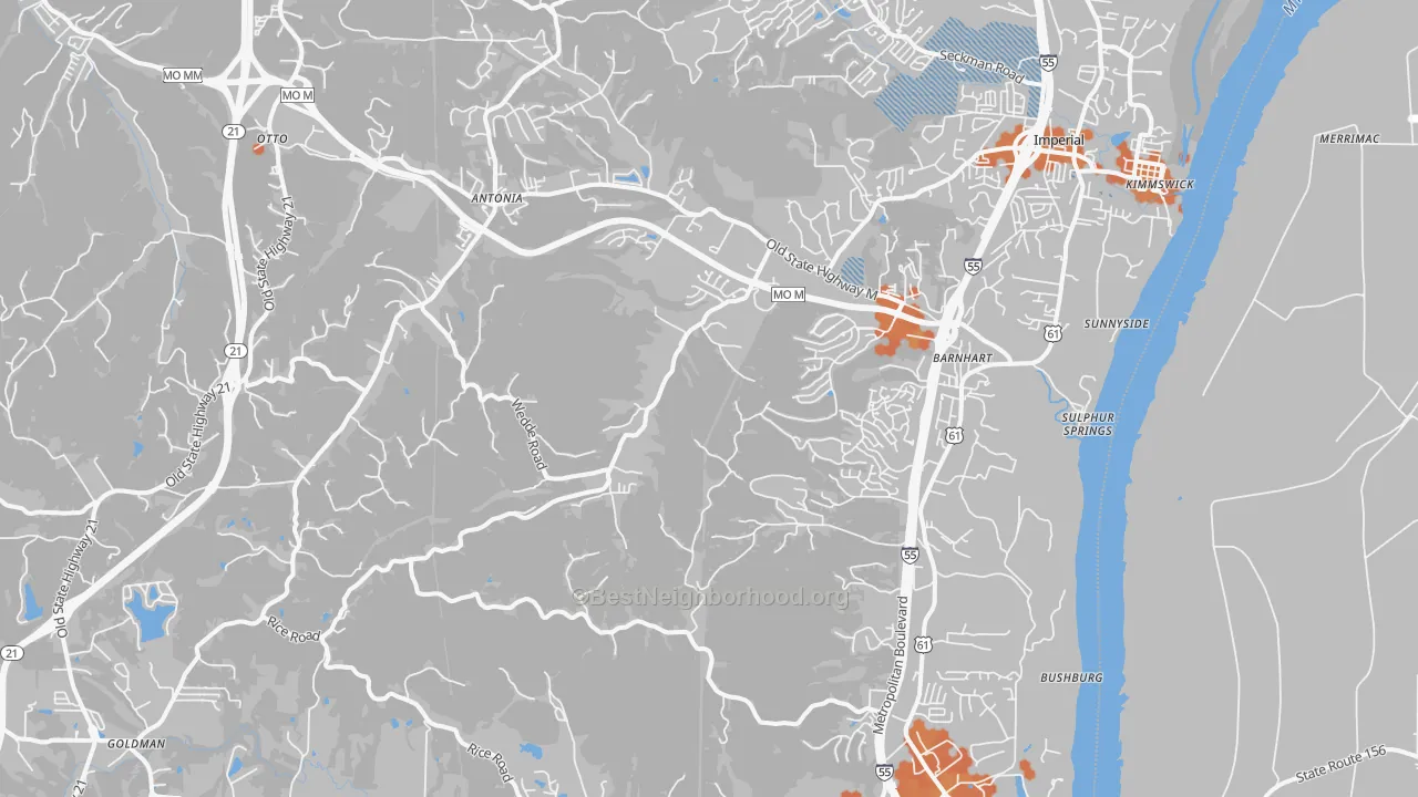 Bike Grade map of Barnhart, MO