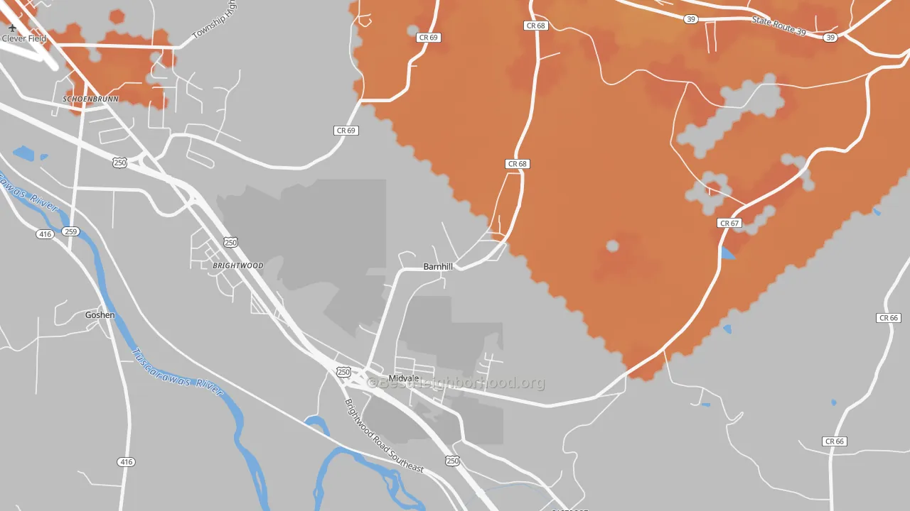 Bike Grade map of Barnhill, OH
