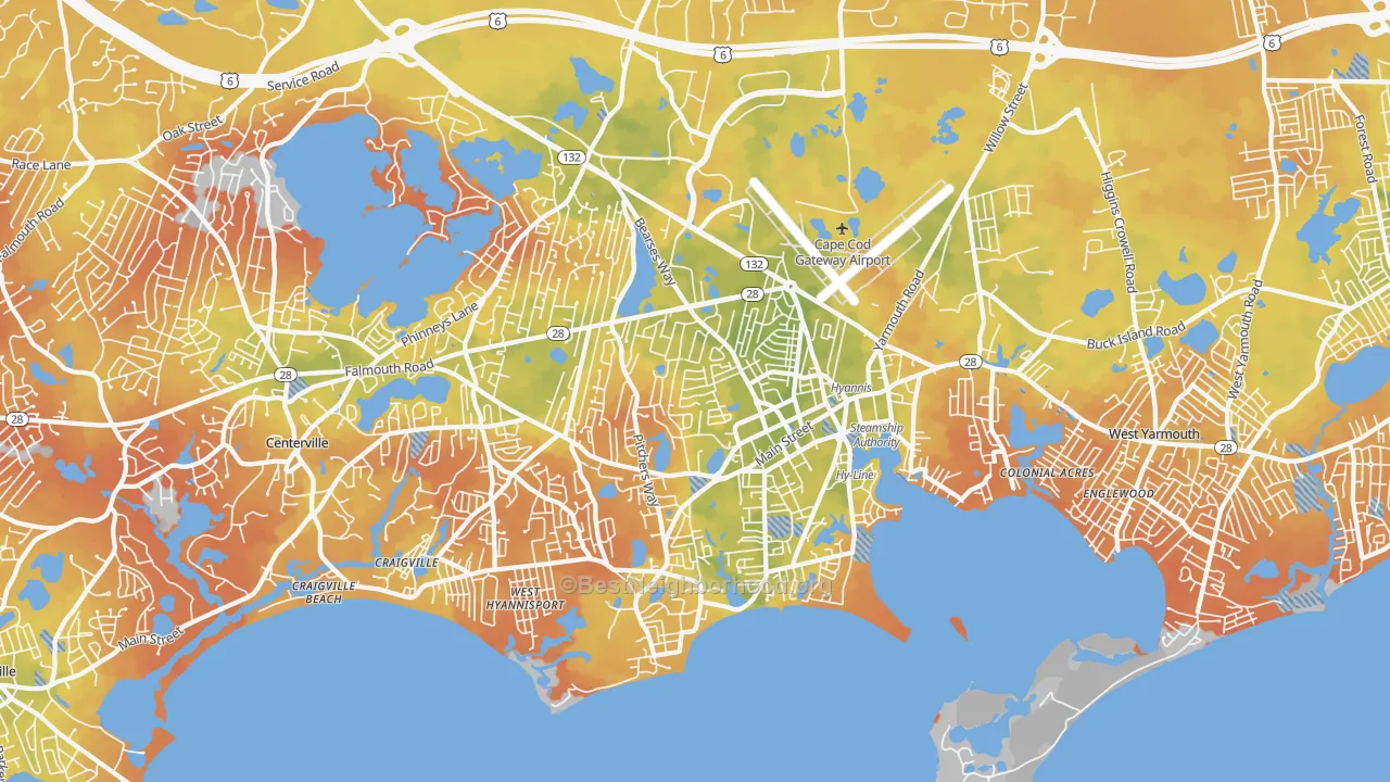 Bike Grade map of Barnstable Town, MA