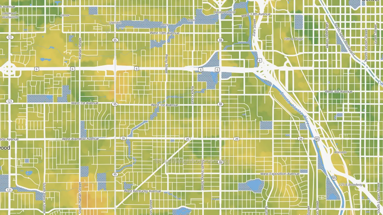 Bike Grade map of Barnum, Denver, CO