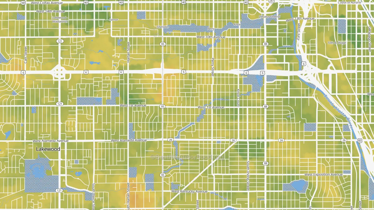 Bike Grade map of Barnum West, Denver, CO