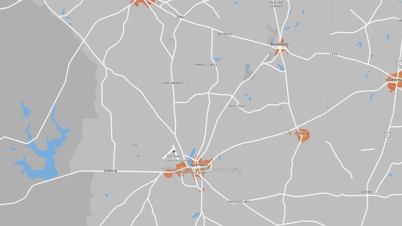 Bike Grade map of Barnwell County, SC