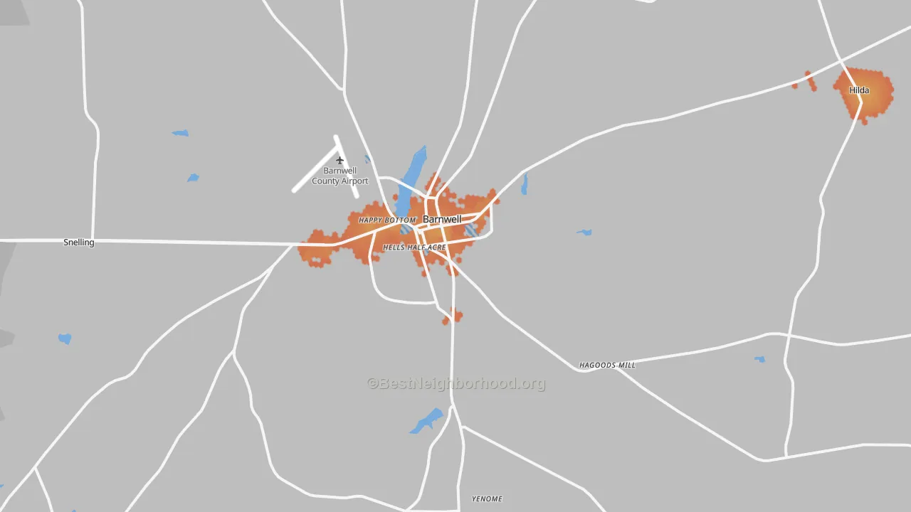 Bike Grade map of Barnwell, SC
