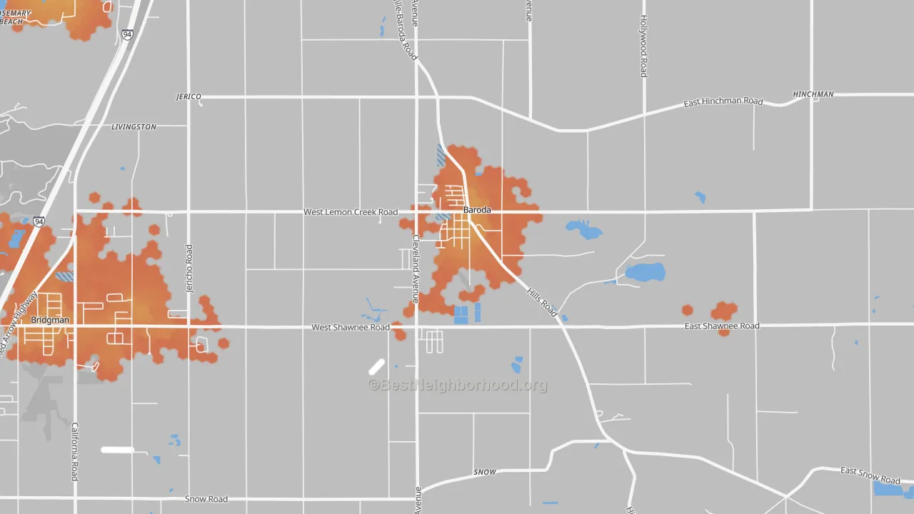 Bike Grade map of Baroda, MI