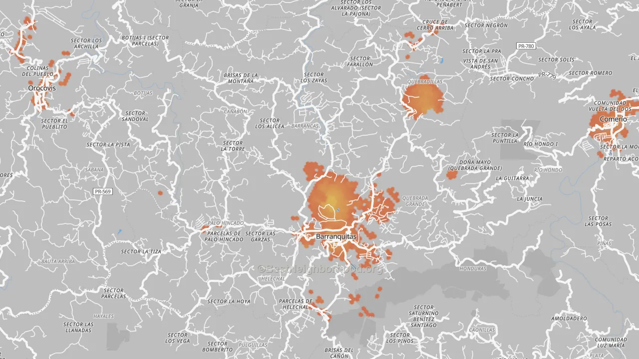 Bike Grade map of Barranquitas Municipio, PR