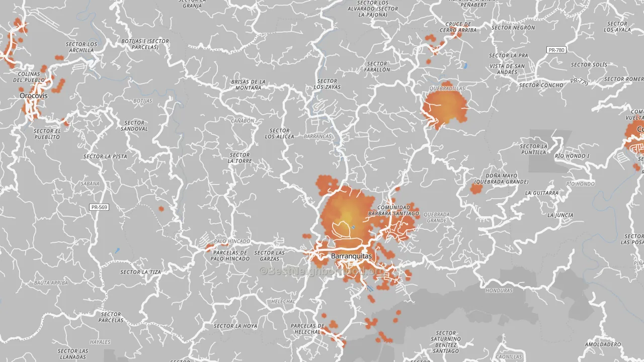 Bike Grade map of Barranquitas, PR
