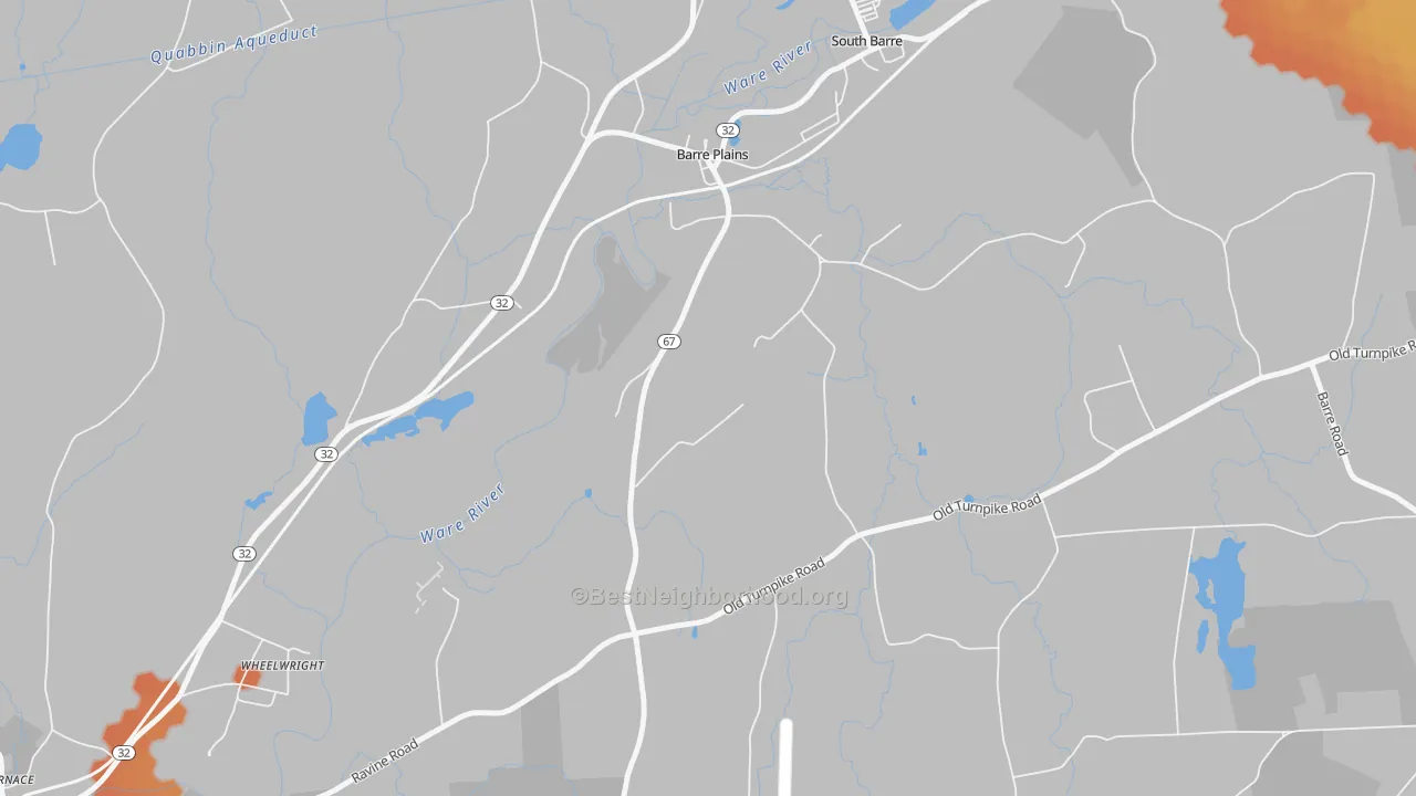 Bike Grade map of Barre Plains, MA