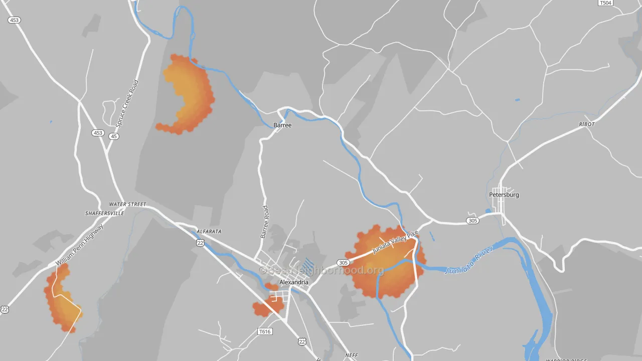 Bike Grade map of Barree, PA