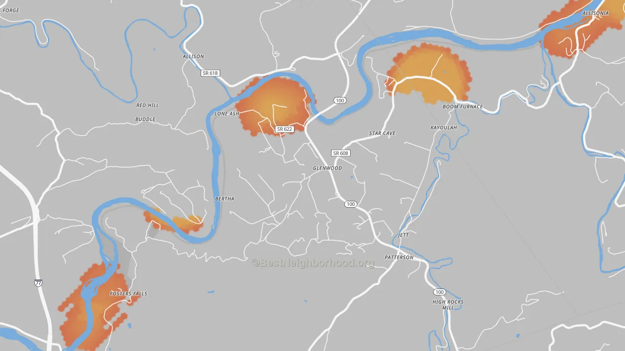 Bike Grade map of Barren Springs, VA