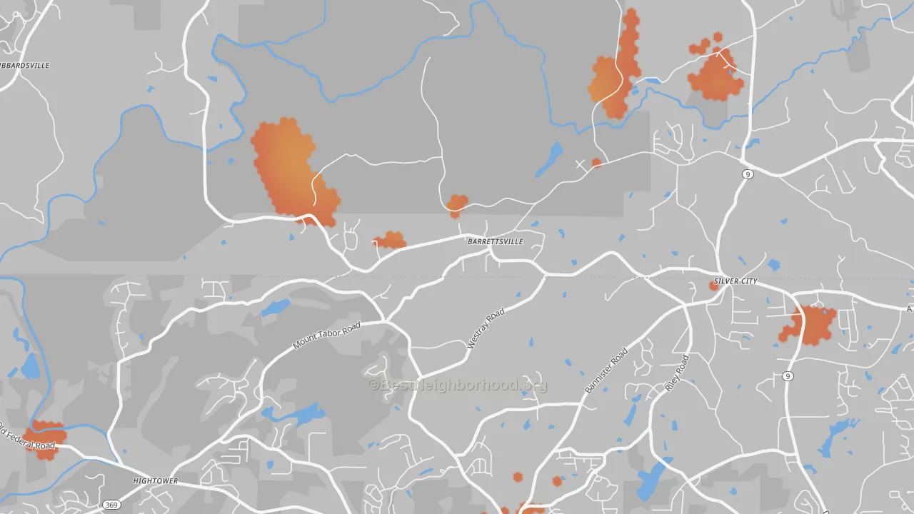 Bike Grade map of Barrettsville, GA