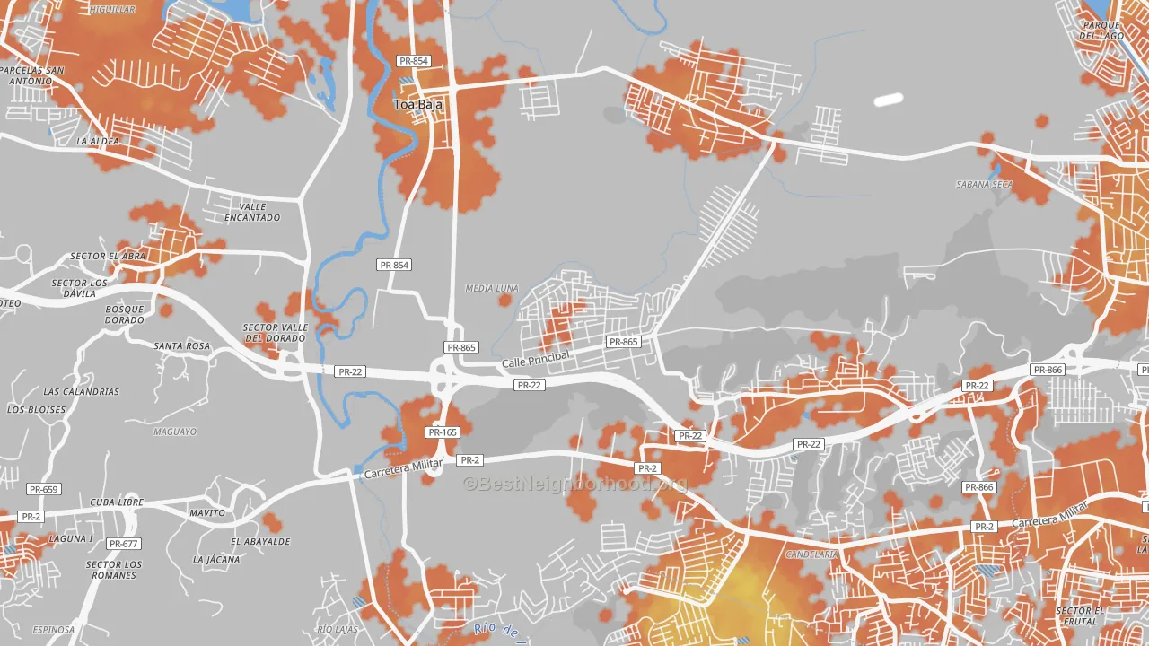 Bike Grade map of Barrio Campanilla, Toa Baja, PR