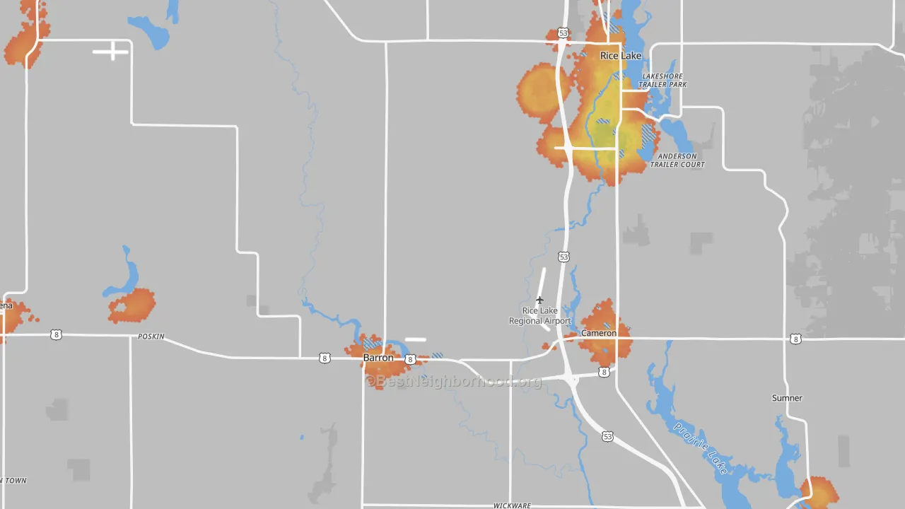Bike Grade map of Barron County, WI
