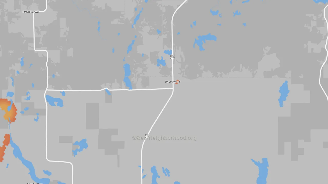 Bike Grade map of Barronett, WI