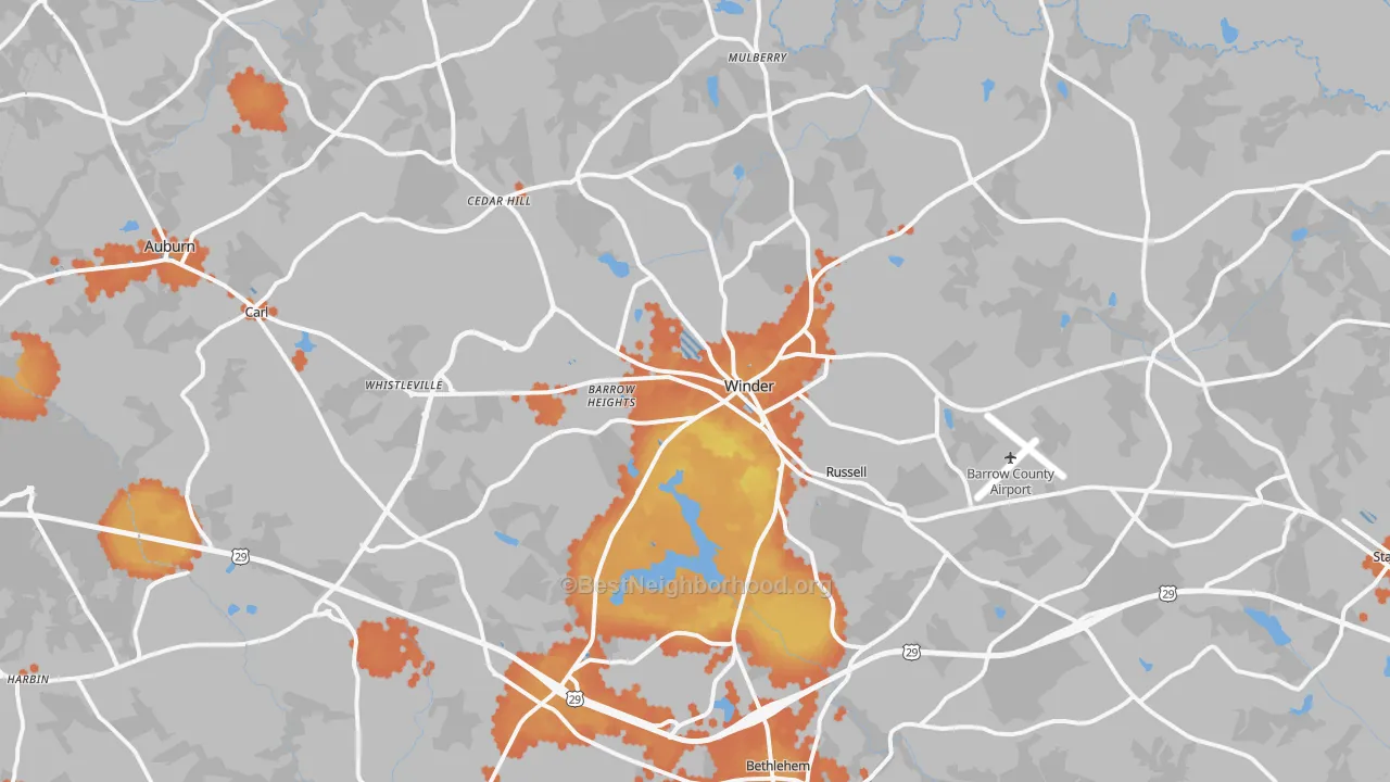 Bike Grade map of Barrow County, GA