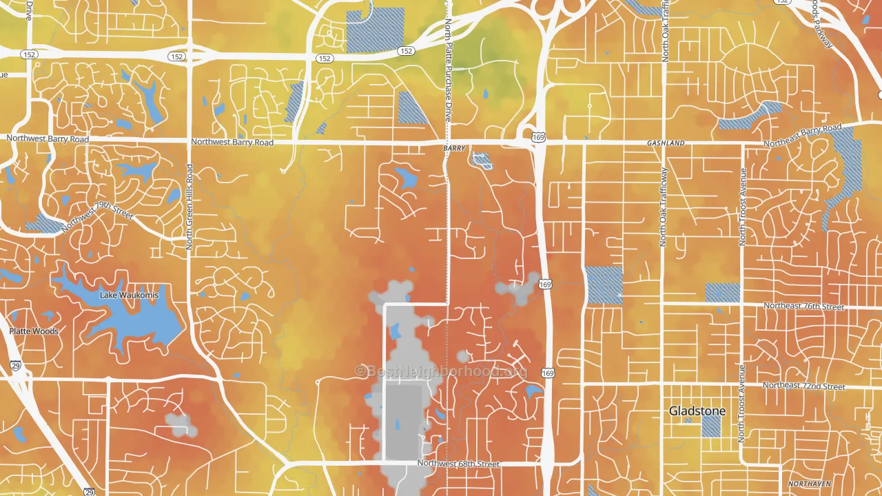 Bike Grade map of Barry Harbour, Kansas City, MO