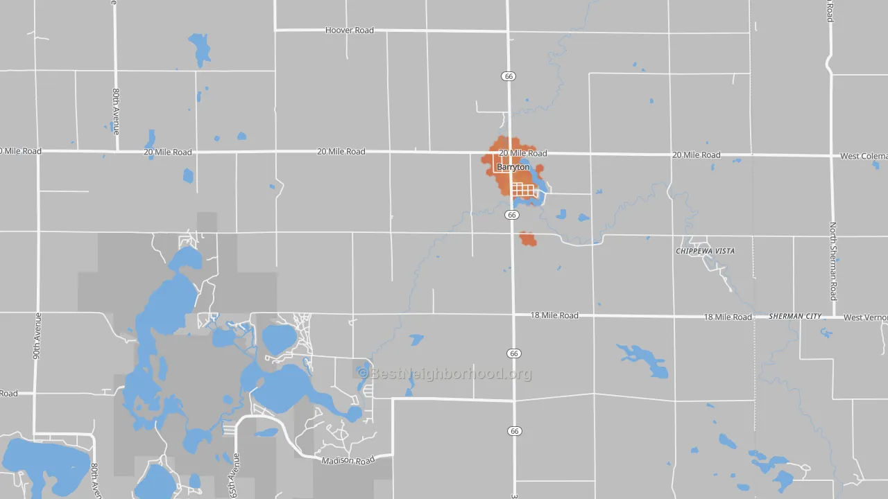 Bike Grade map of Barryton, MI