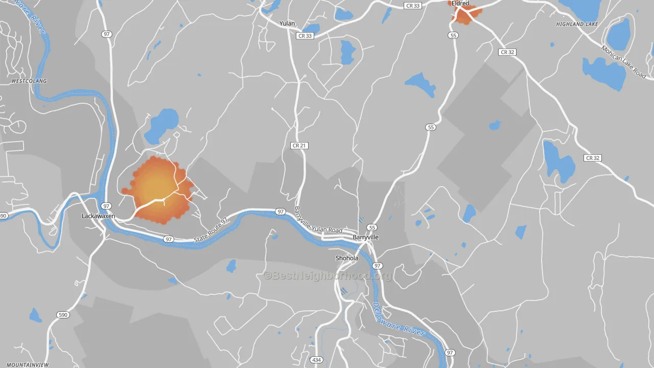 Bike Grade map of Barryville, NY