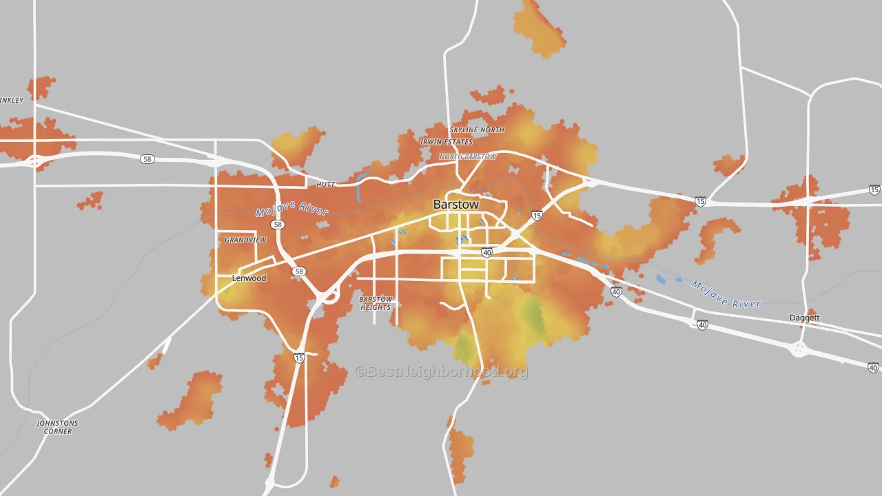 Bike Grade map of Barstow, CA