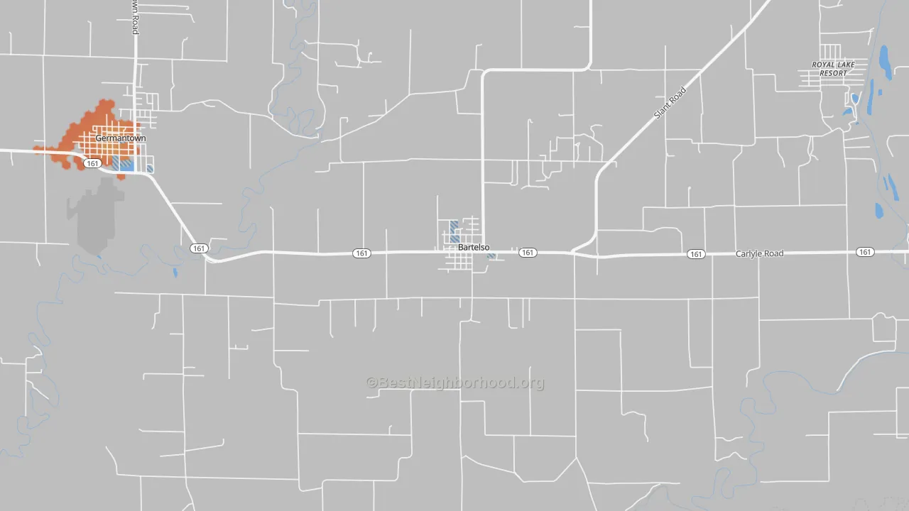 Bike Grade map of Bartelso, IL