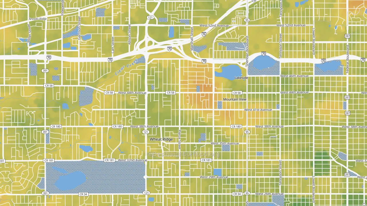 Bike Grade map of Barths, Wheat Ridge, CO