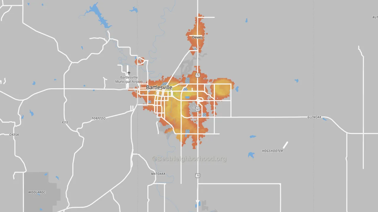 Bike Grade map of Bartlesville, OK
