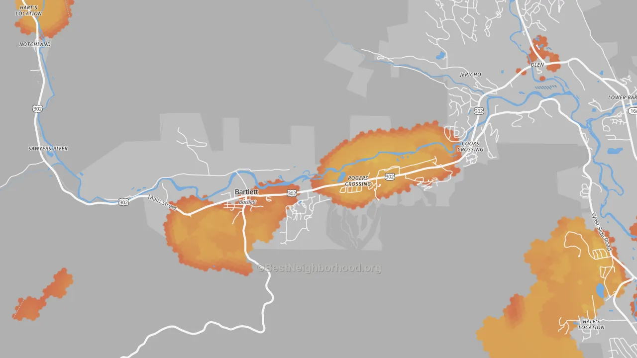 Bike Grade map of Bartlett, NH
