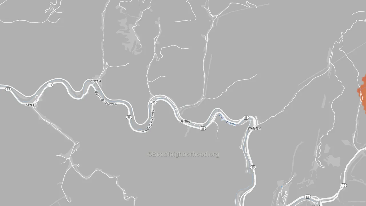 Bike Grade map of Bartley, WV