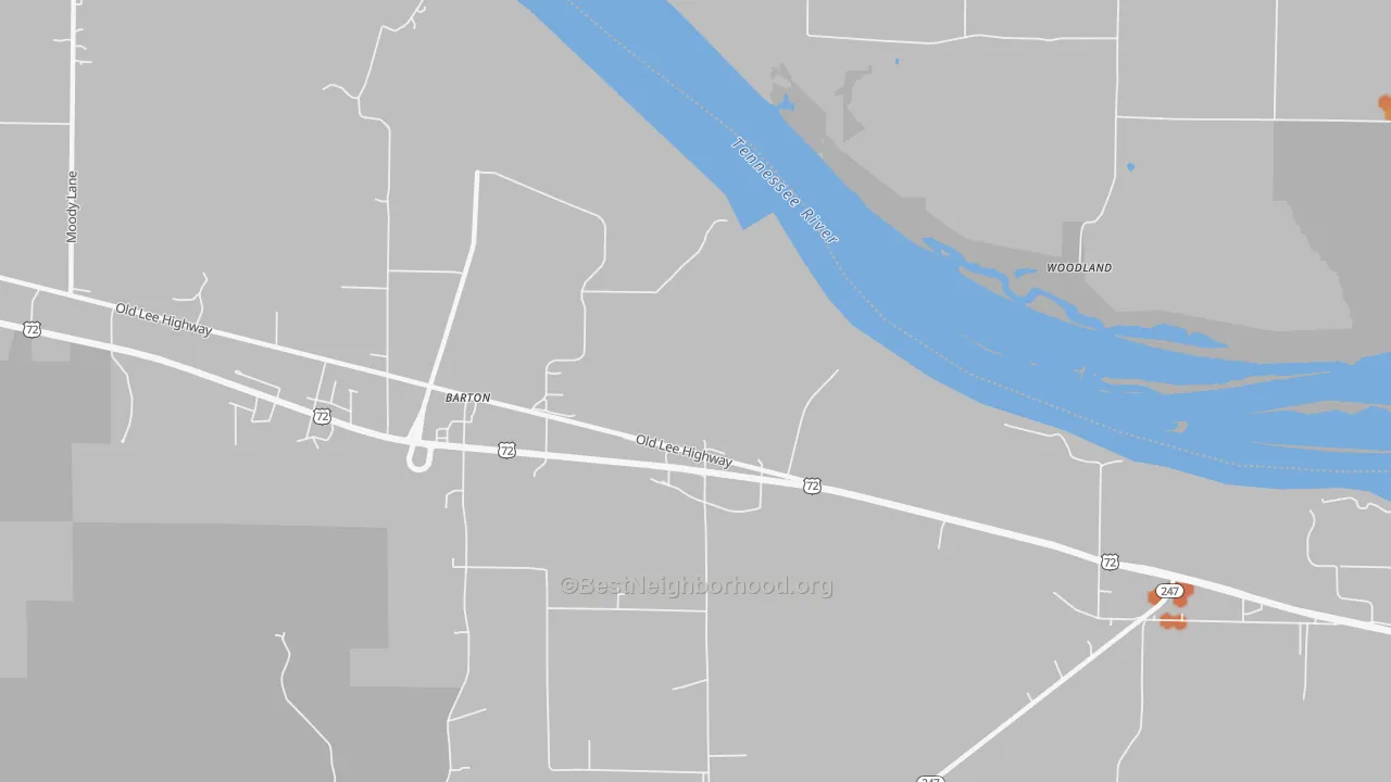 Bike Grade map of Barton, AL