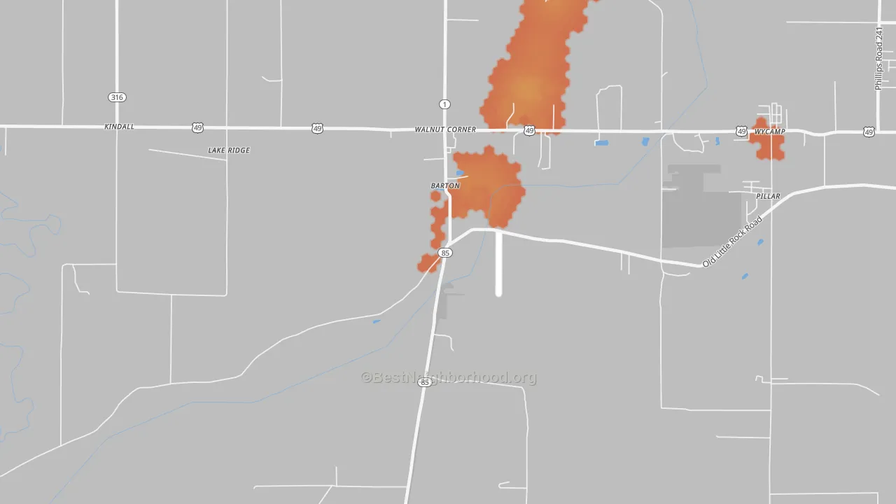 Bike Grade map of Barton, AR
