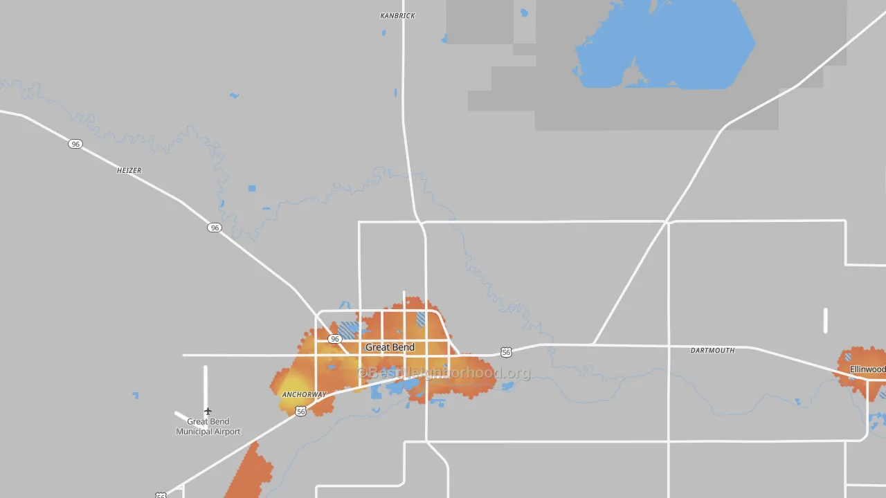 Bike Grade map of Barton County, KS