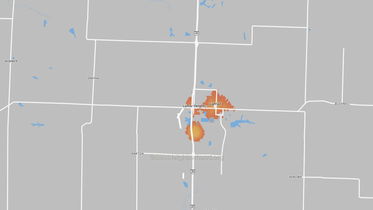 Bike Grade map of Barton County, MO