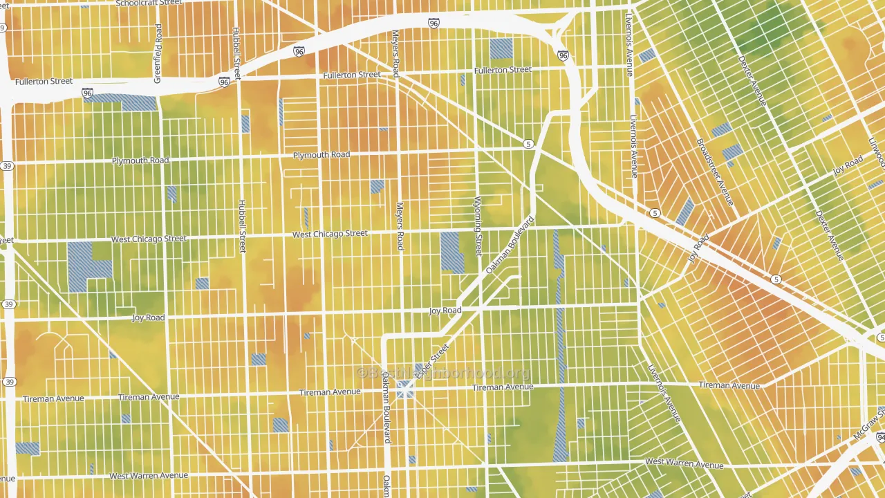 Bike Grade map of Barton-McFarland, Detroit, MI