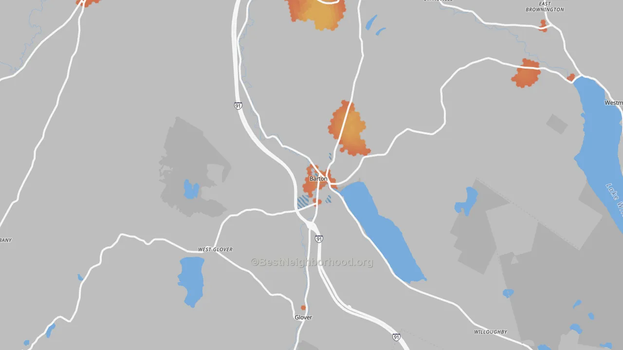 Bike Grade map of Barton, VT