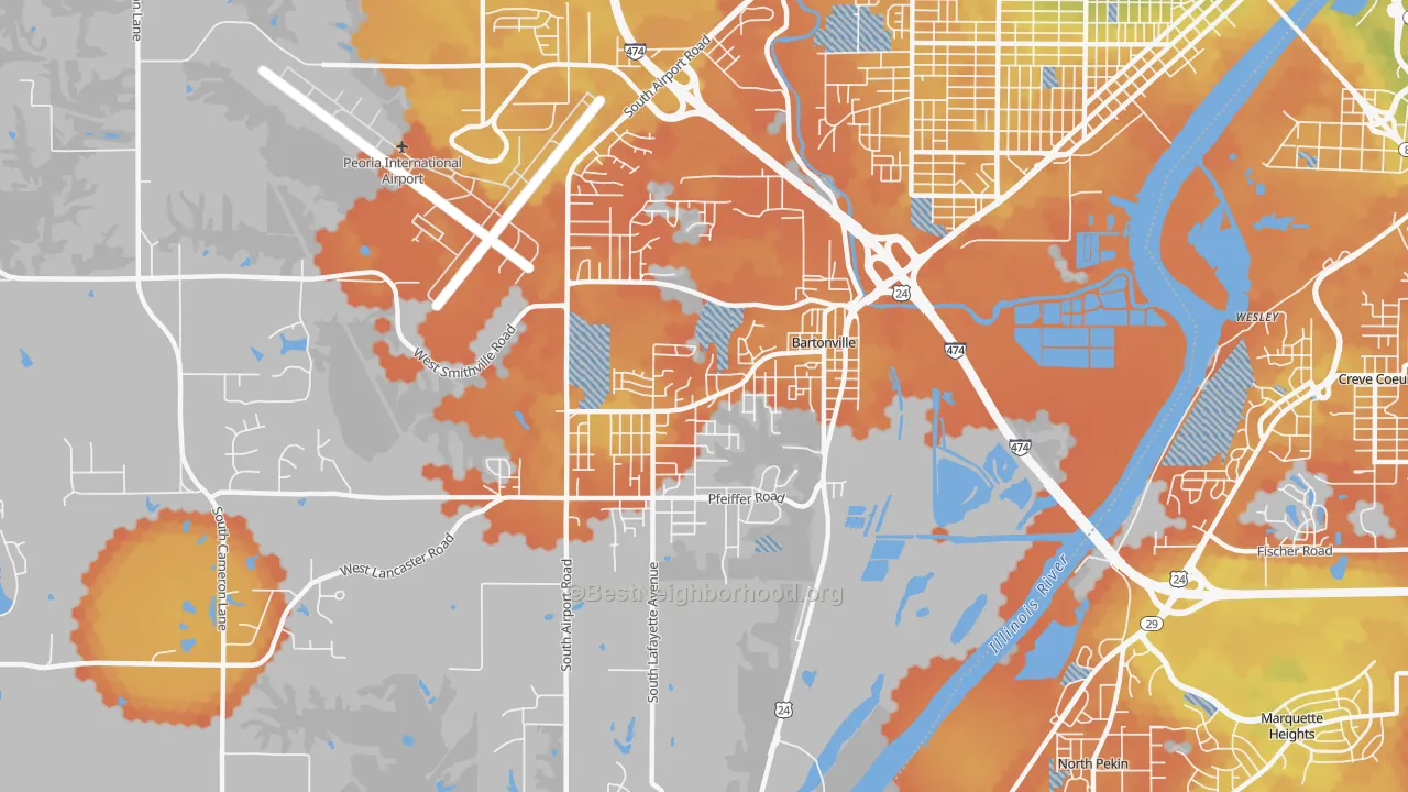 Bike Grade map of Bartonville, IL
