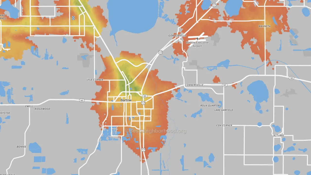 Bike Grade map of Bartow, FL