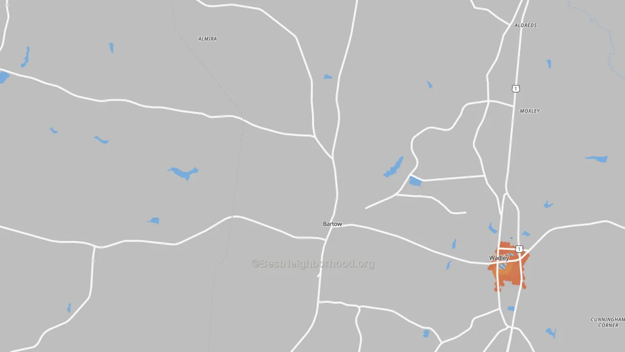 Bike Grade map of Bartow, GA