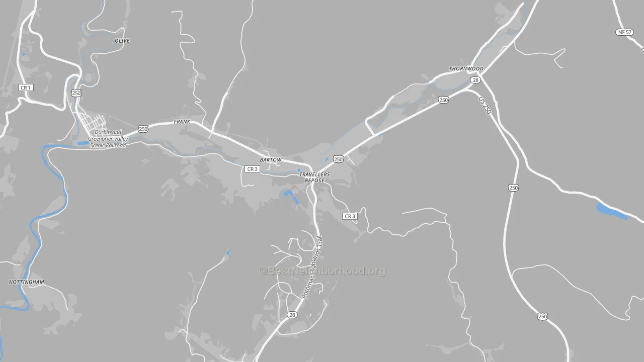 Bike Grade map of Bartow, WV