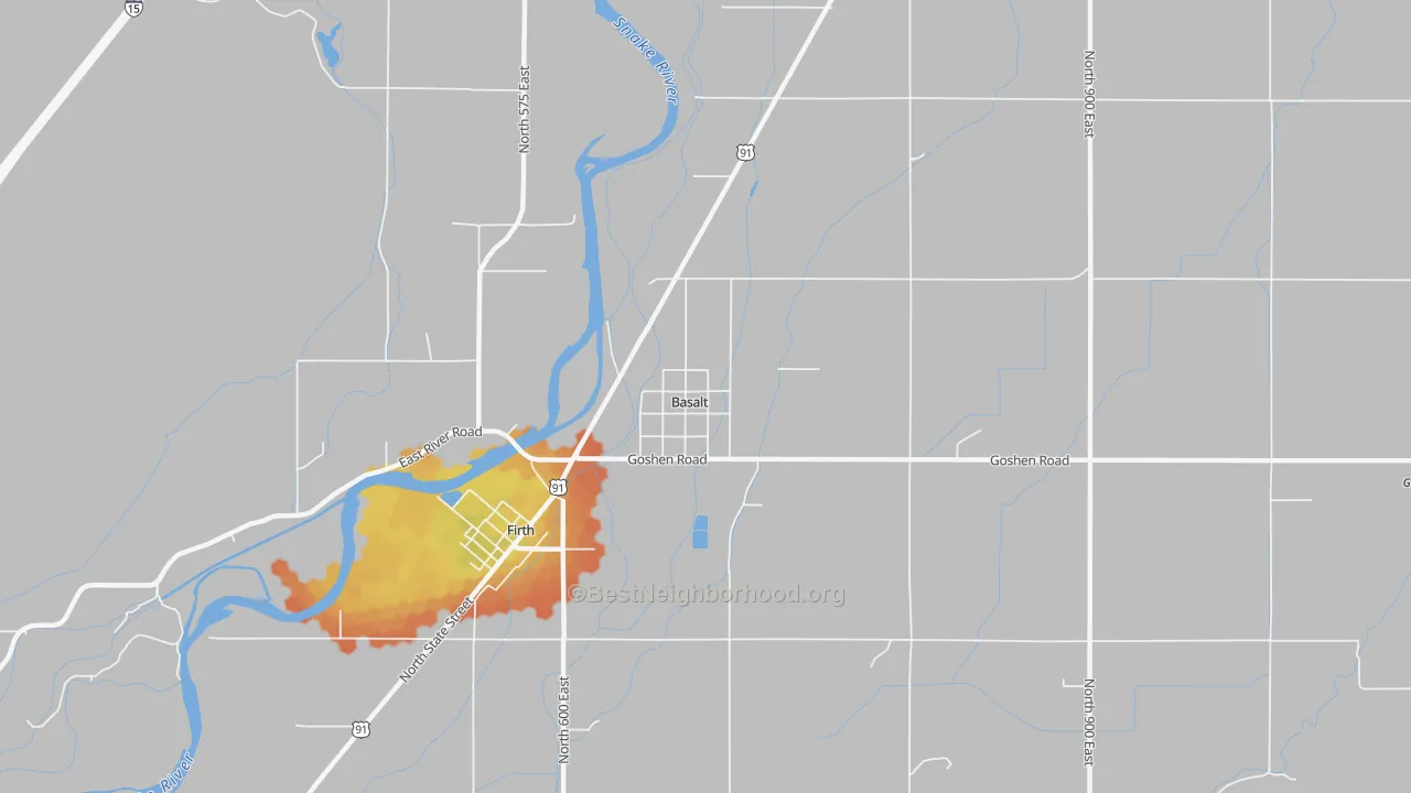 Bike Grade map of Basalt, ID
