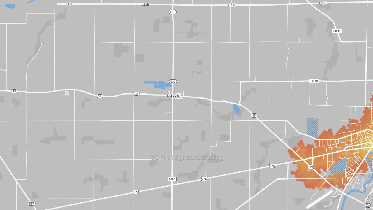 Bike Grade map of Bascom, OH