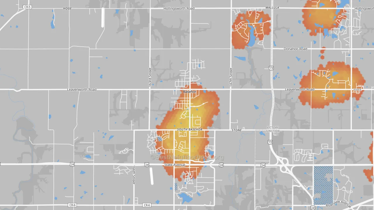 Bike Grade map of Basehor, KS