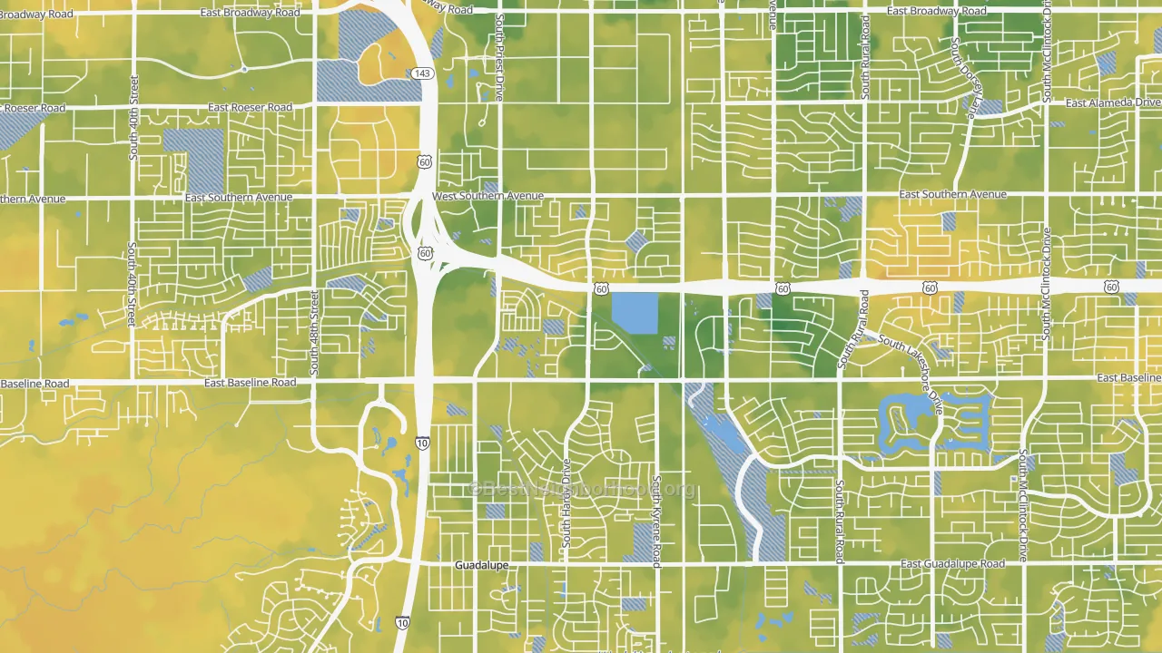 Bike Grade map of Baseline-Hardy, Tempe, AZ