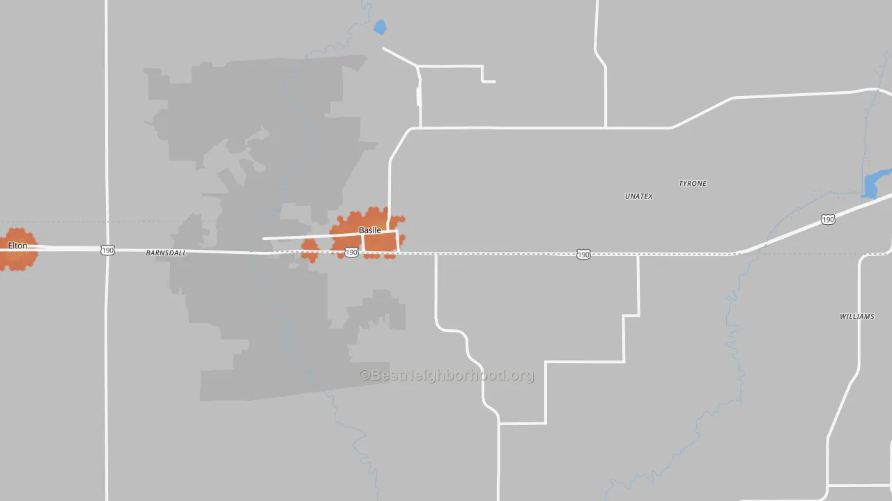 Bike Grade map of Basile, LA